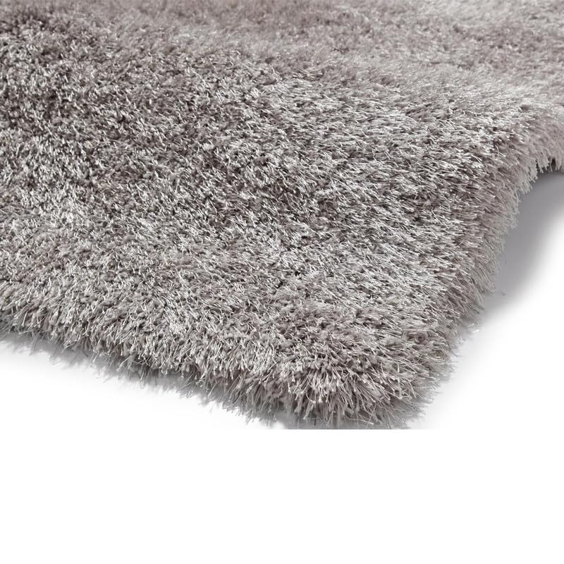 Image of Plain Fur Rugs Bedroom Drawing Room 5x7 Feet Microfiber 2 Inch Pile Height Modern Interior Mat Silver Color