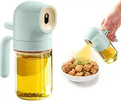 Pulverizador de óleo de 180 ml para cozinhar, dispensador de óleo 2 em 1 para cozinha, dispensador de azeite de oliva para utensílios de cozinha, fritadeira a ar, salada, churrasco (verde)