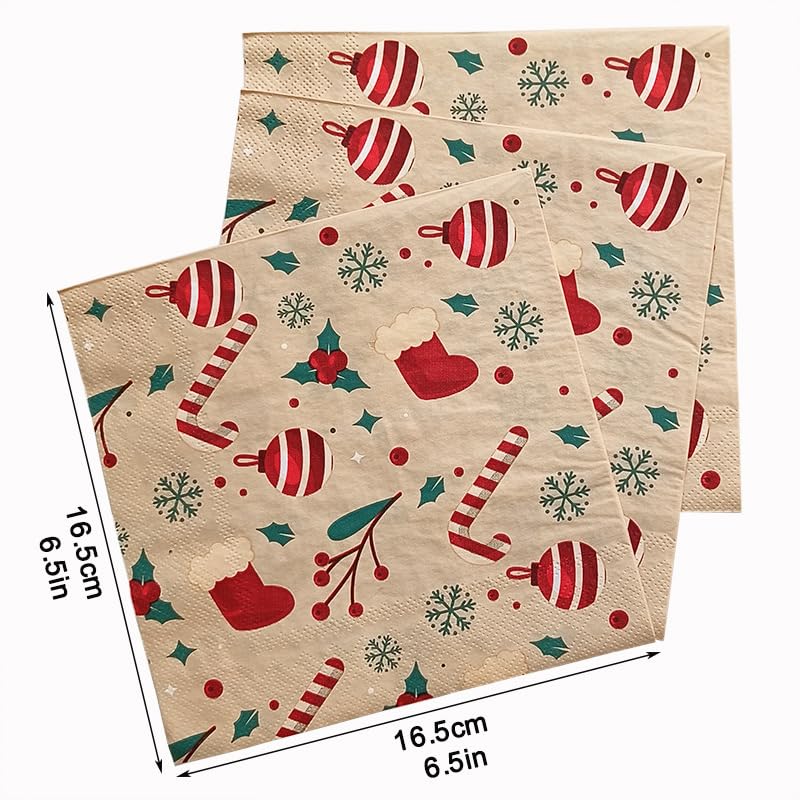 Tovaglioli di Carta Marrone Verde Rosso Tovaglioli Decorati Per Decoupage Bar Compleanno Carta Igienica Tovagliolo Decorazione Da Tavola Usa e getta Per Matrimoni Feste 30 Packs(33x33cm)