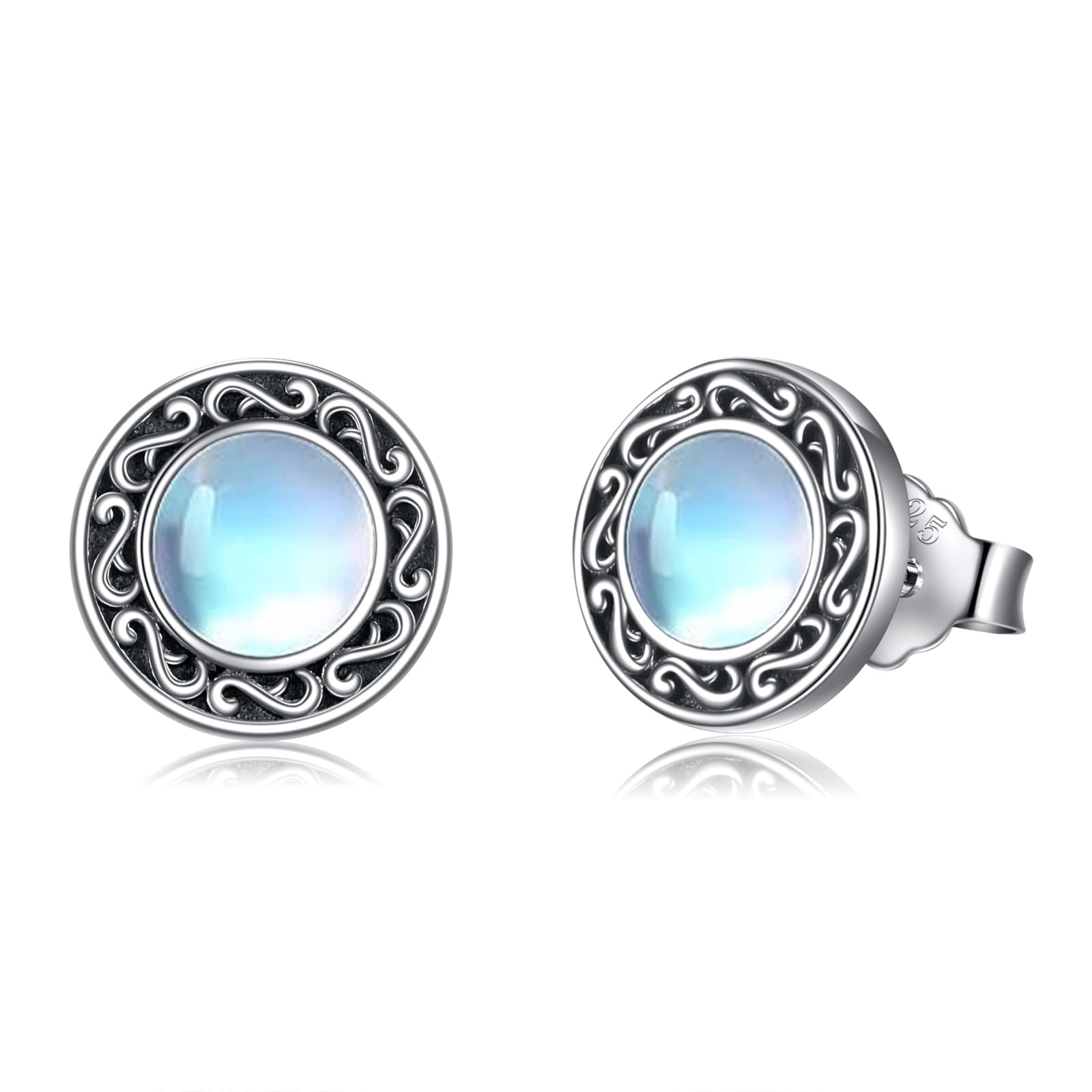 YFN Pendientes de piedra lunar para mujer, plata de ley 925 hipoalergenicos, pendientes de piedra lunar, regalo de Año Nuevo para niñas, Piedra de luna