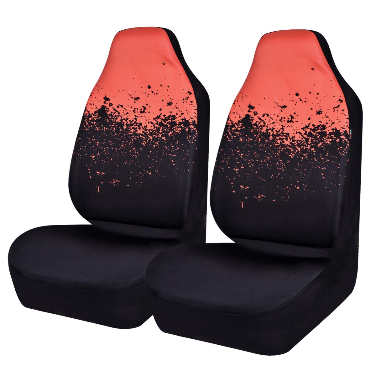 CAR PASS Universal High Back Fashion Car Seat Covers for Car Truck Suvs,sedans,Vehicles,Airbag Compatible (Orange tie dye Front)