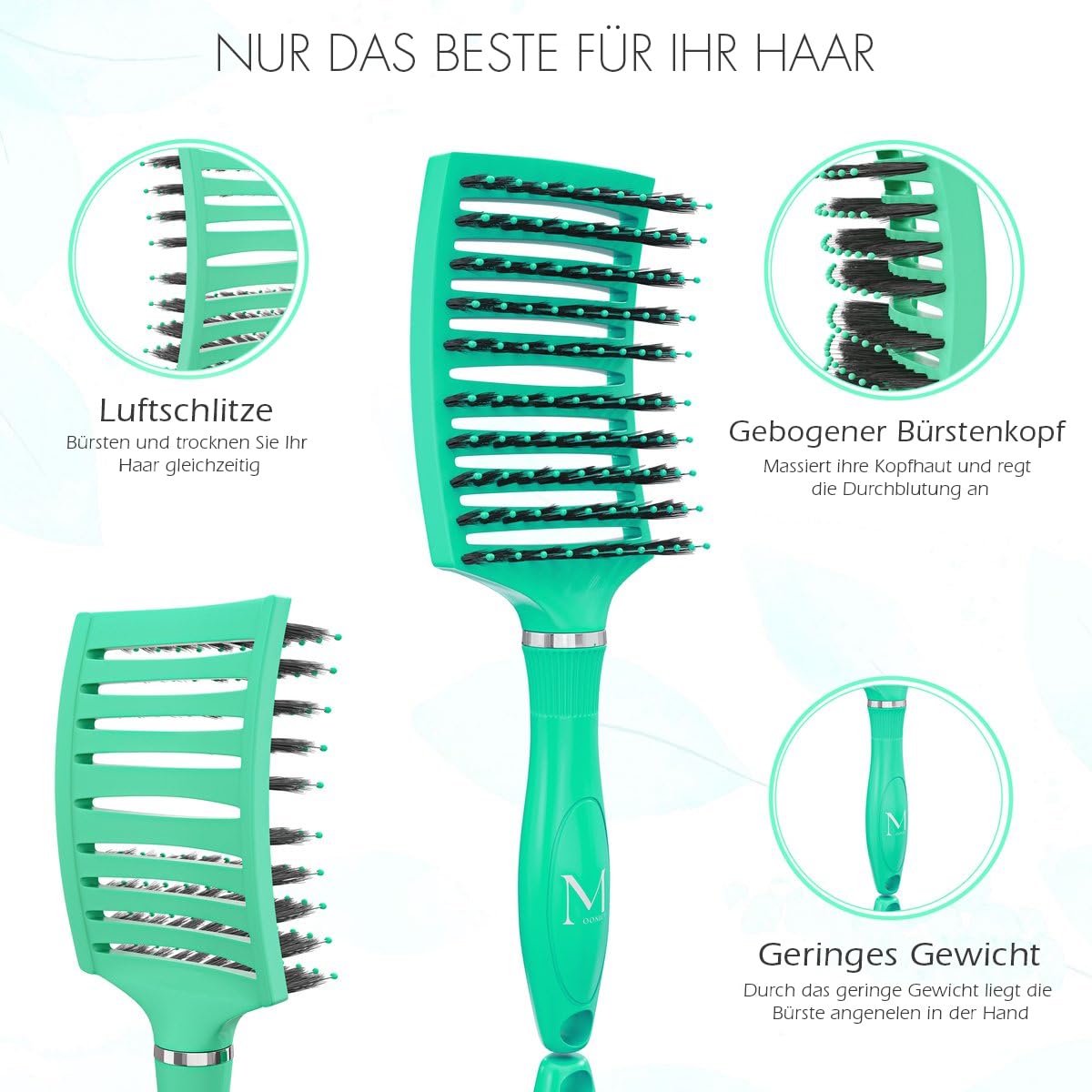 Moonie's Dertangler Hairbrush, Premium Detangling Brush, For Wet & Dry Hair - Image 2