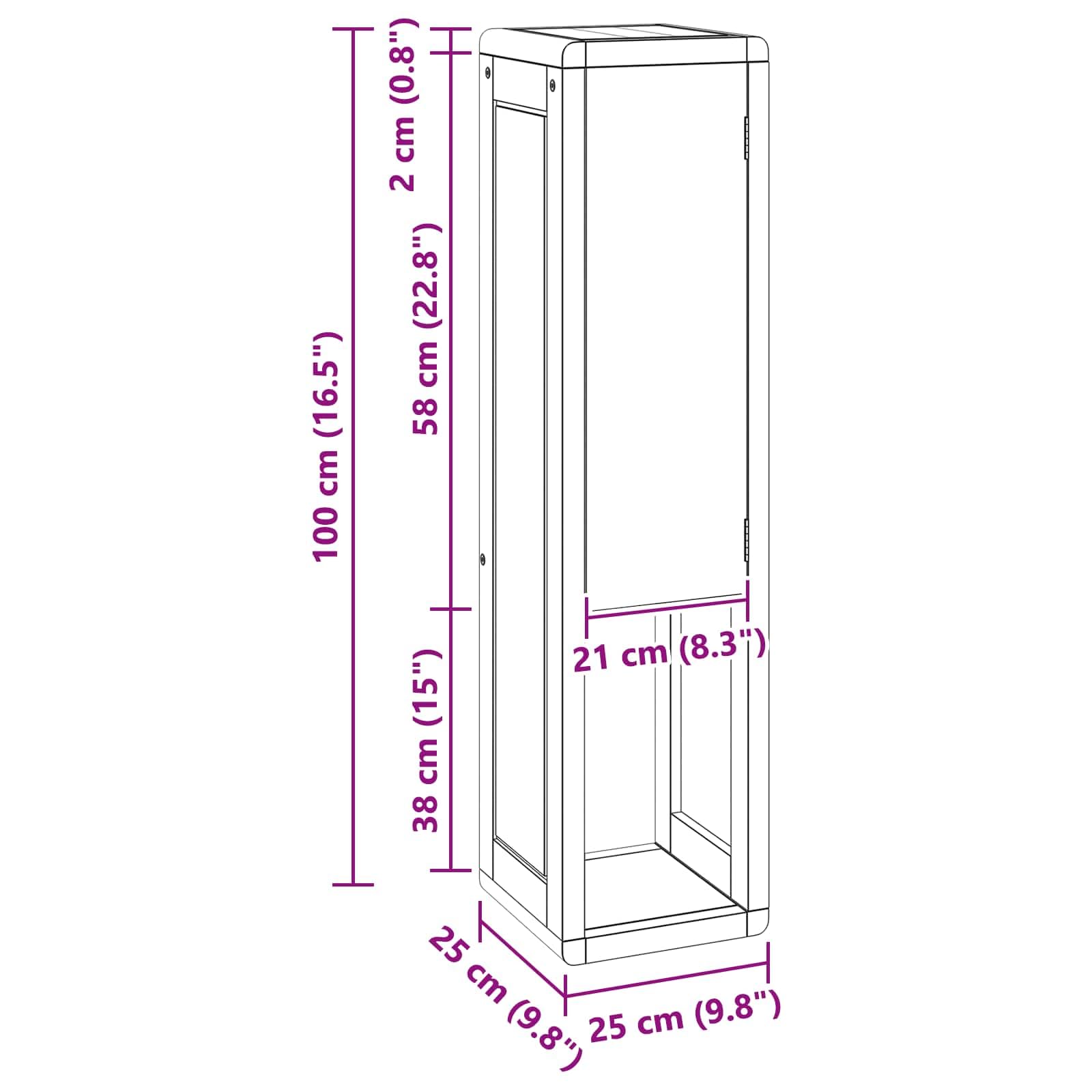 Estantería lateral para cuarto de baño, 25 x 25 x 100 cm, madera