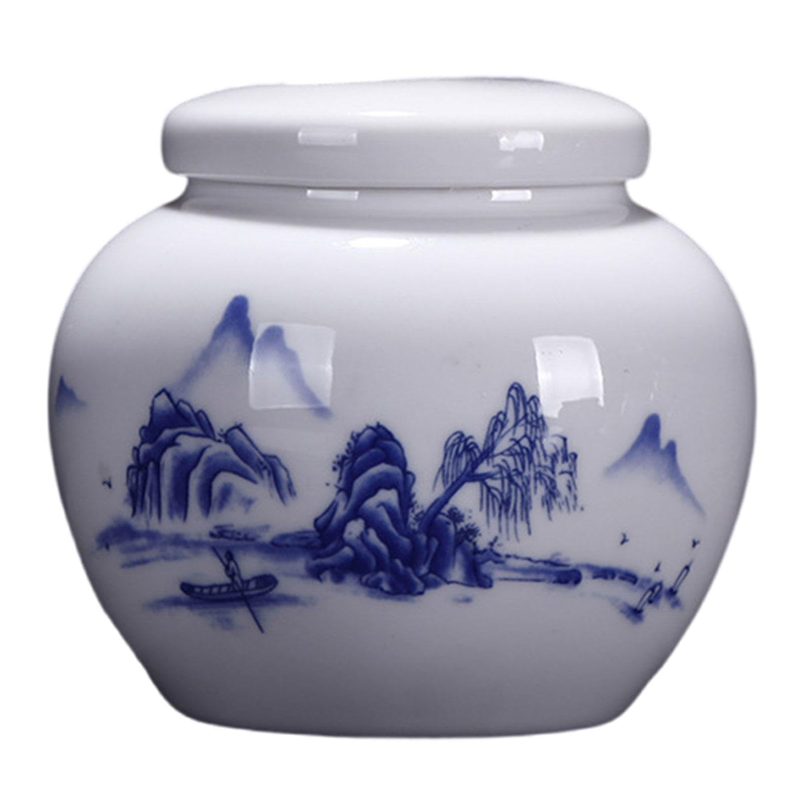 Ceramic urns, Cremation Funeral Burial Keepsake Urns, Ceramic Sealed Jar with Hand-Painted Pattern, Pet Urn(G)