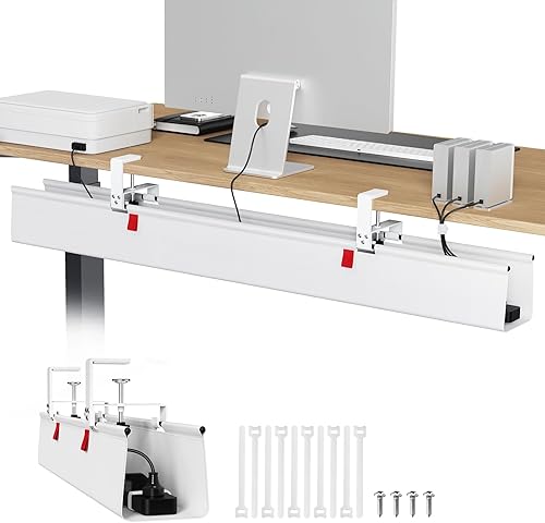 Miniatura 11 de Univivi Bandeja de organización de cables sin taladros debajo del escritorio, organizador de cables de 36 pulgadas para mesa, administración de