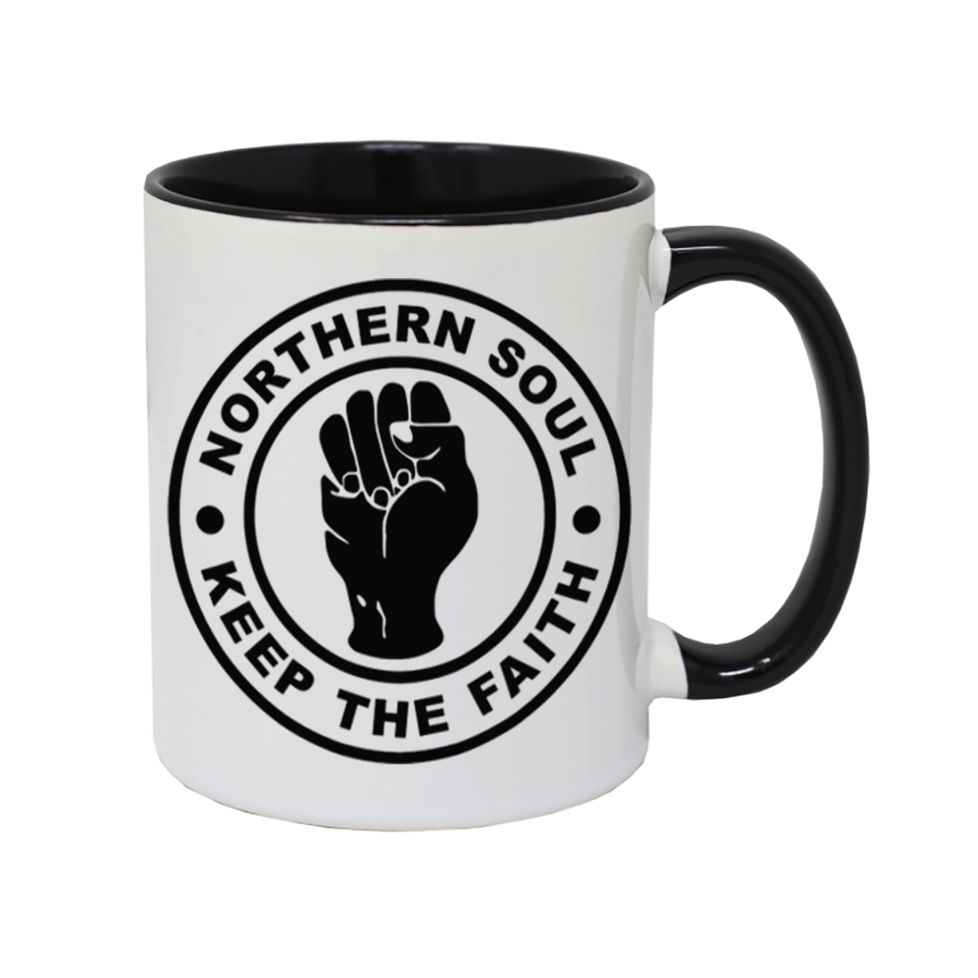 NOT JUST A PRINT Northern Soul Keep The Faith Coffee Mug, Black and White