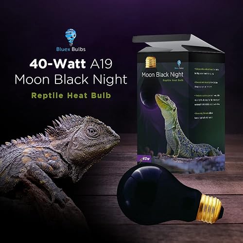 Miniatura 7 de Bluex Bulbs Paquete de 4 bombillas de calor para reptiles A19 de 40 W, color negro luna, luz nocturna E26, crea un ambiente iluminado por la luna