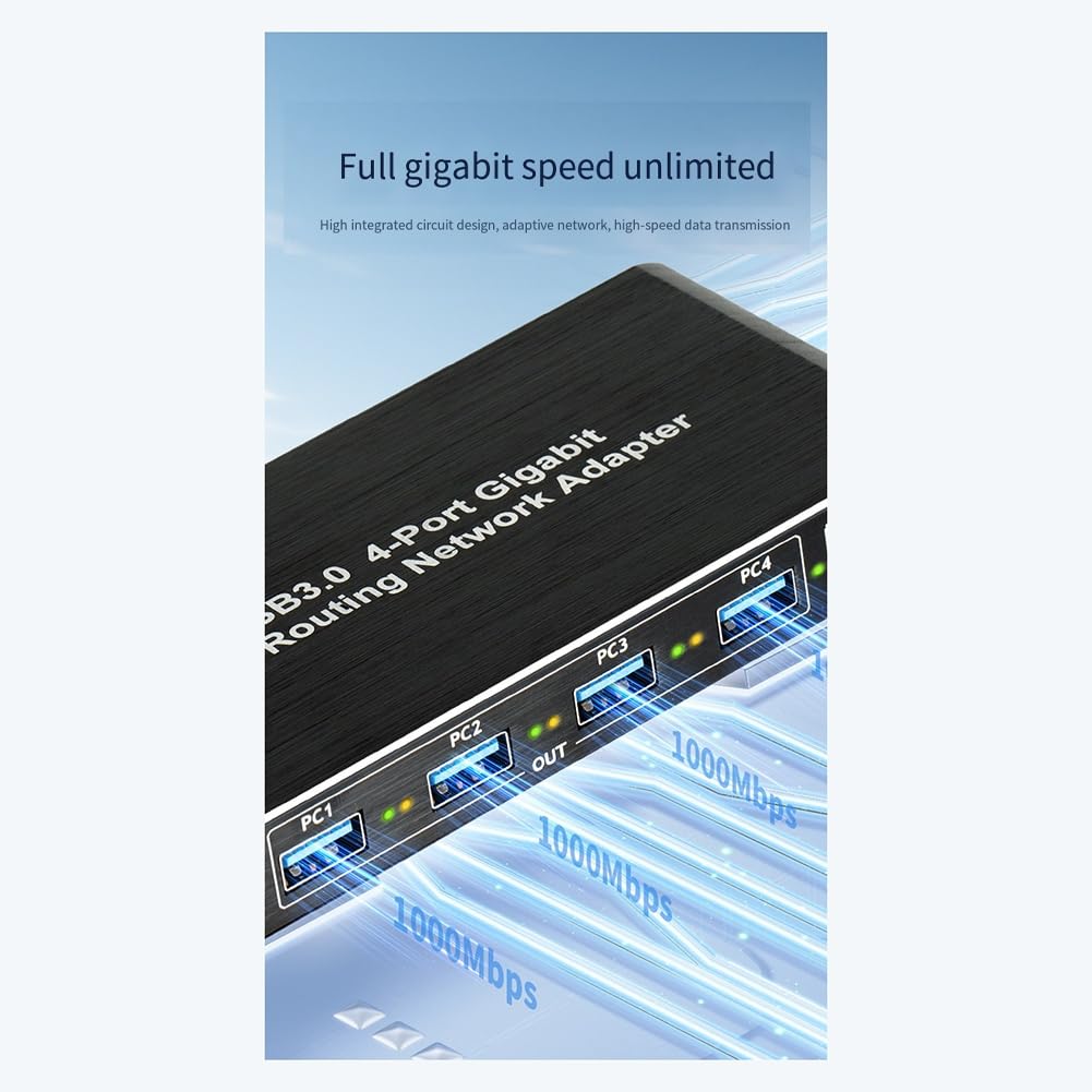Adaptateur Réseau Gigabit USB 3.0 Plug and Play, sans Pilote, 4 Ports Gigabit RJ45, pour Ordinateurs et Équipements de Diffusion en Direct.