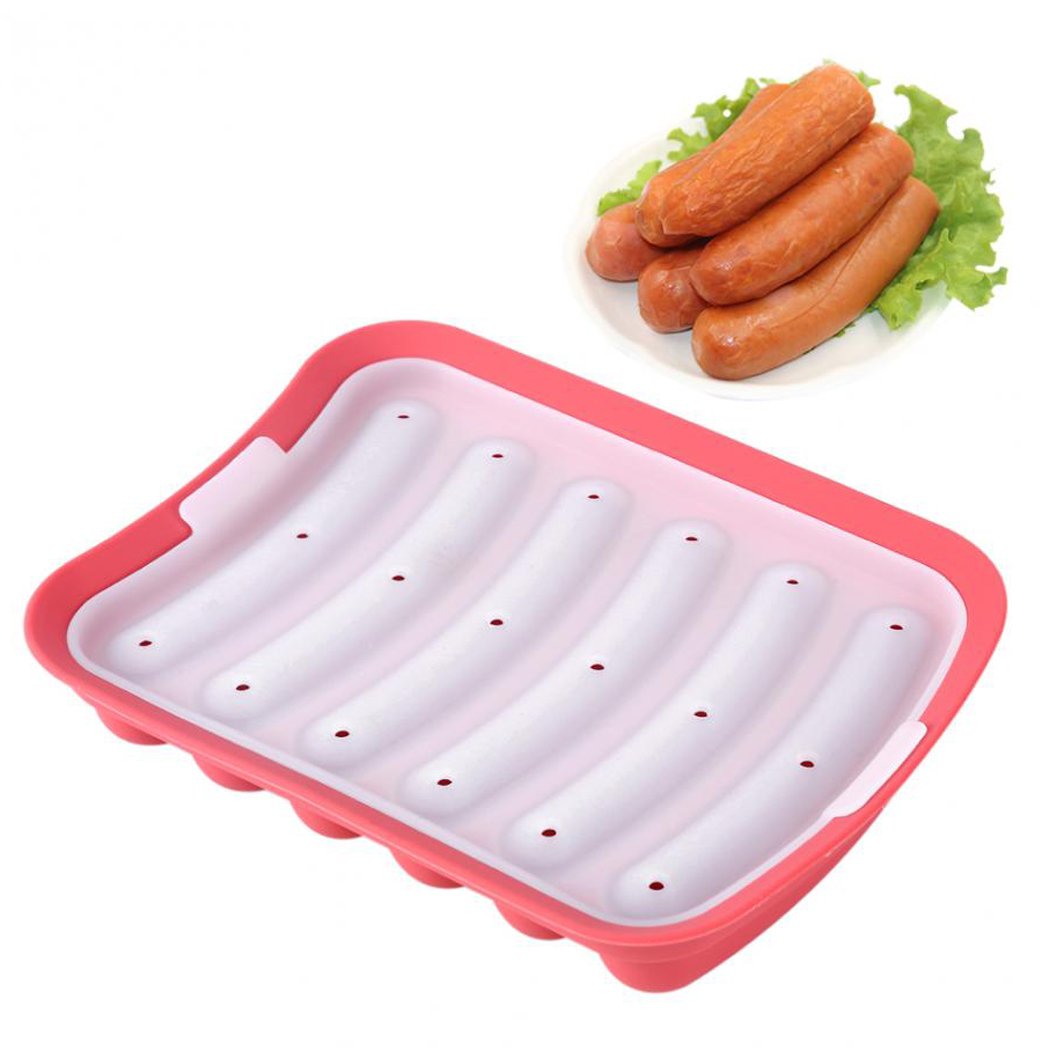 Justdolife Sausage Mold Food Mold DIY Silicone 6 Slots Hot Dog Mold Sausage Maker Mold