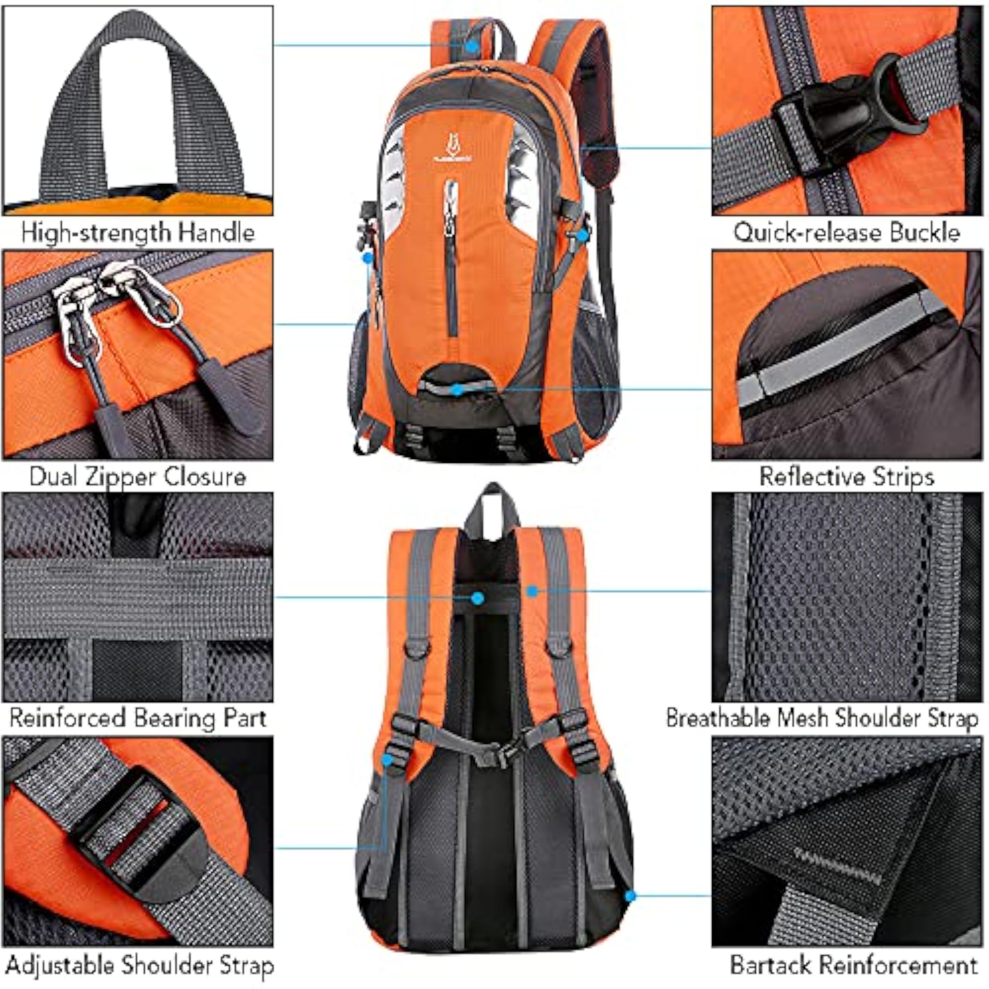 Lightweight Hiking Backpack, Water-Resistant Outdoor Sport Daypack