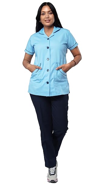 UNIFORM CRAFT Women's Polyester and Cotton Twill Nurse Uniform, Blue and Navy blue
