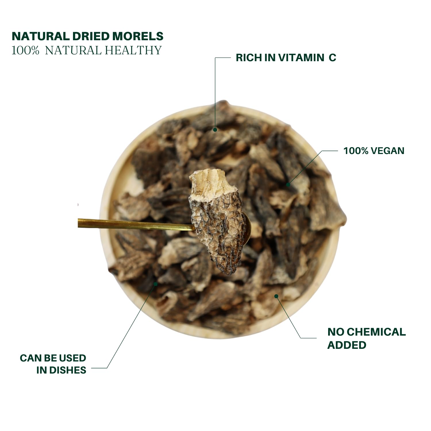 Royal Seafood USA Premium 100% Natural Wild Dried Moral mushrooms dry fresh mushrooms vegan 野生羊肚菌 煲汤好物 鲜美好吃 纯天然 九龍堂 (56g)