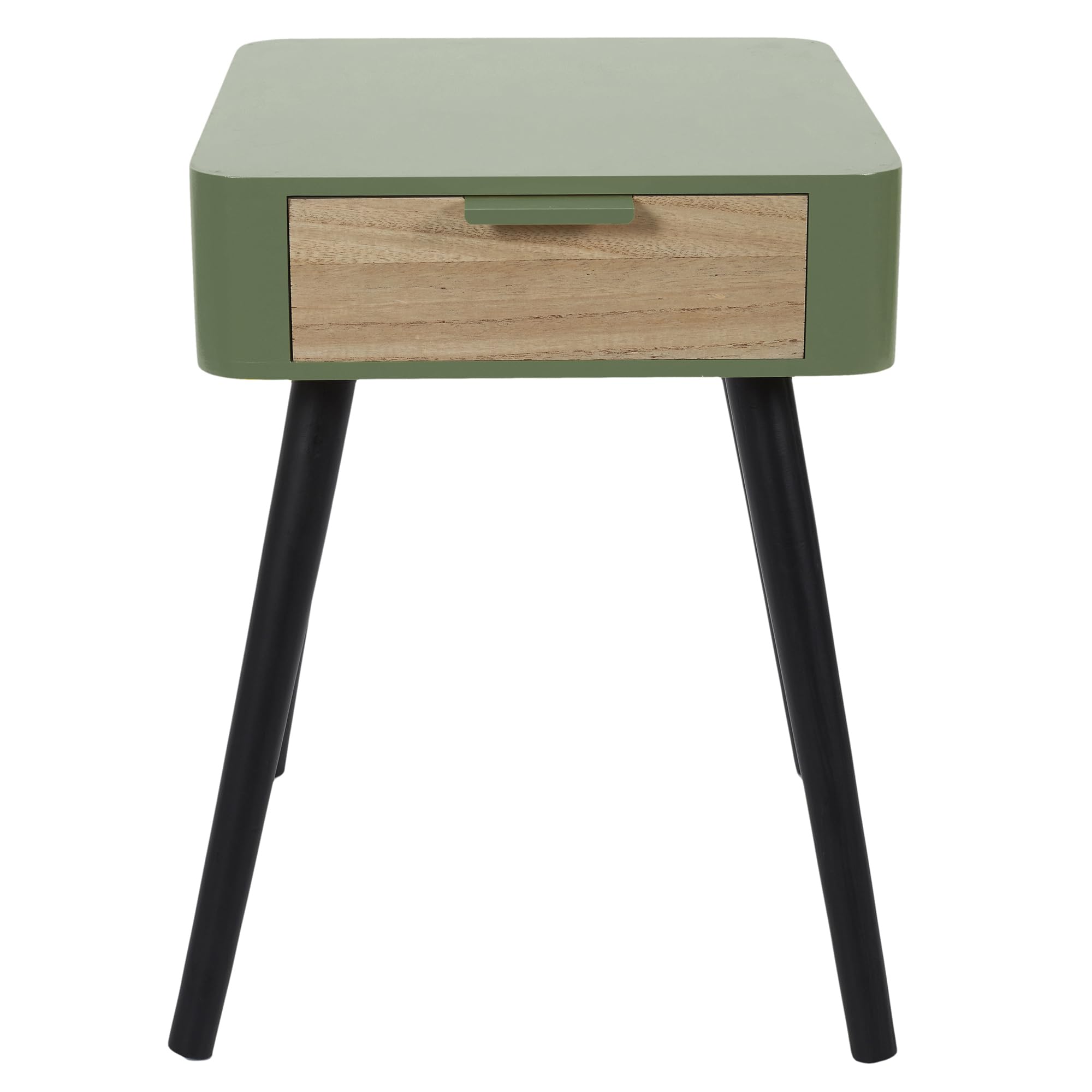 HOME DECO FACTORY Comodino 1 Cassetto in Legno Camera Verde Kaki