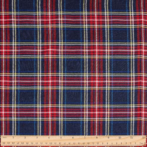 PH PandaHall 1m Tissu à Carreaux 1.48m Large Rouge et Bleu Motif Écossais Tissus Coton Doux...