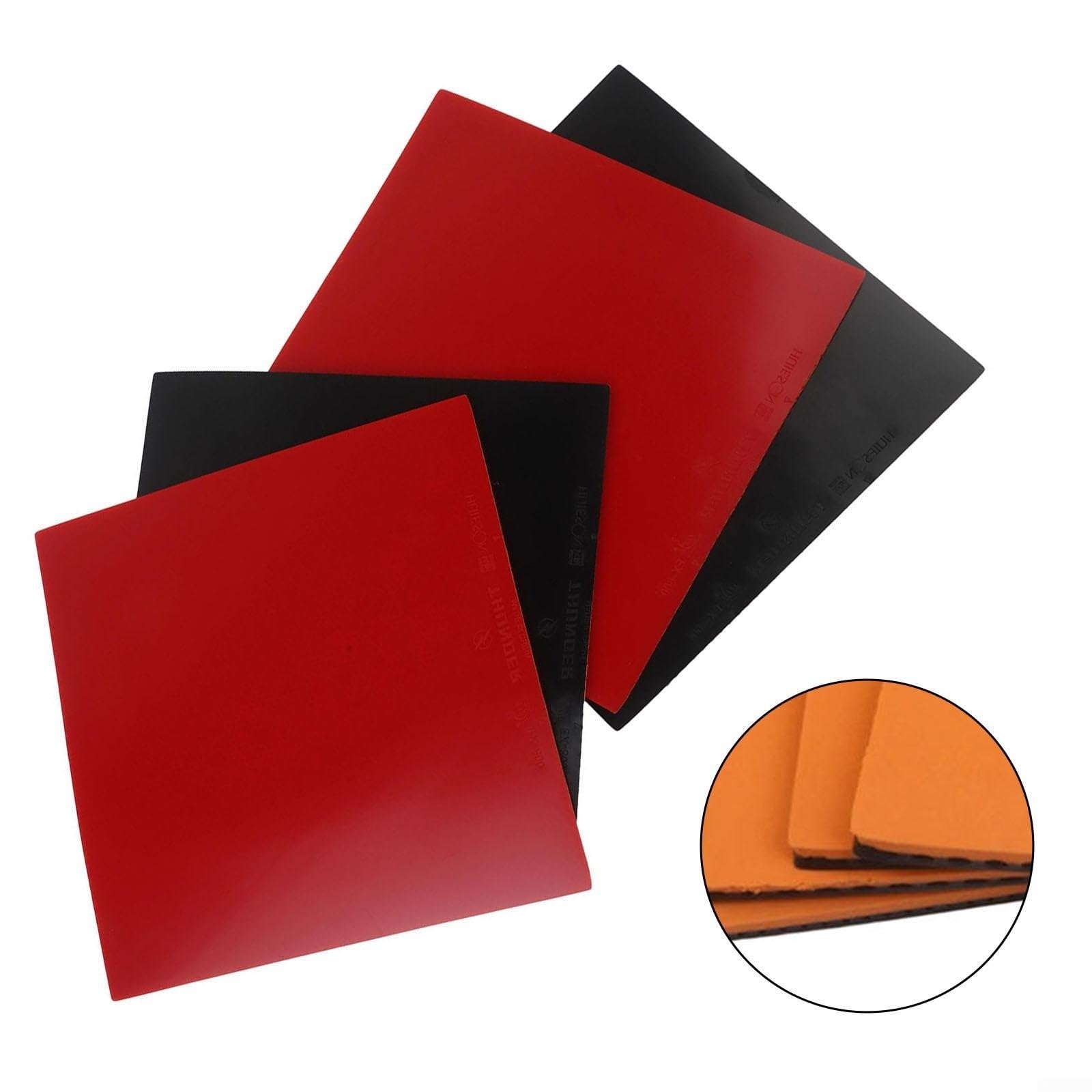 Set di 4 paia di gomme da ping pong in gomma con spugna dura, 2,2 mm di spessore per un gioco veloce, set di ricambio per ping pong rosso e nero