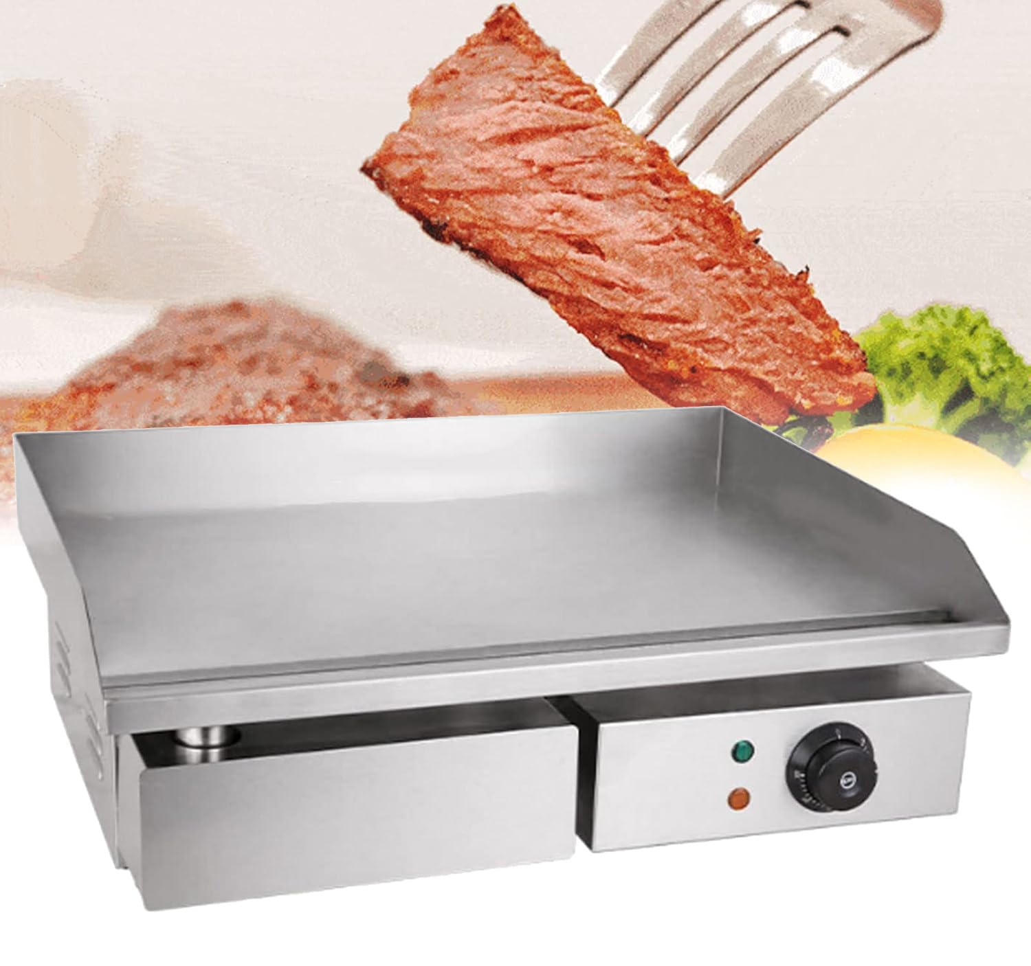 Electric Griddle,Commercial Counter Top Stainless Steel Hot Plate,3KW Kitchen Grill,for Steaks Tortillas Burgers
