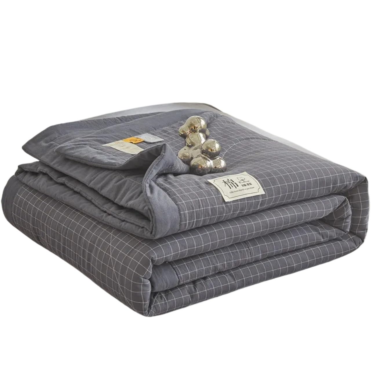 IUVYTA Summer Duvet Air Conditioning Quilted Comforter Pure Cotton Summer Washable Quilt Core Plaid Soft Duvet For Single Twin(Color 3,180x200cm)