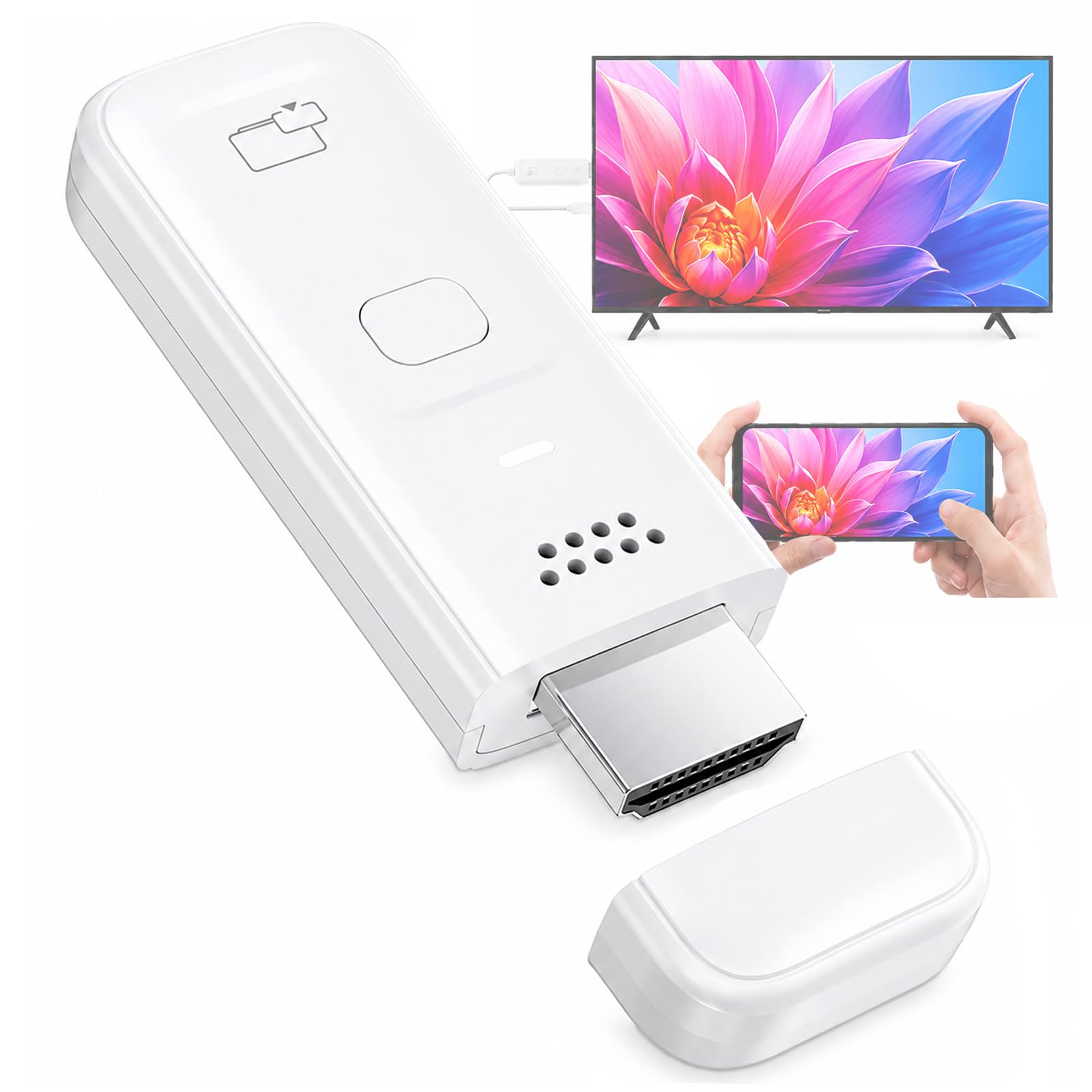 Adaptador Dongle HDMI Inalámbrico, 1080P@60Hz, 2.4GHz & 5GHz, Plug & Play | Miracast AirPlay DLNA Screen Mirroring Stick, Extensor HDMI Portátil para PC/Tablet/Smartphone a TV/Monitor/Proyector