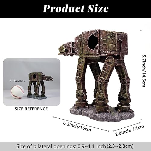 Fish Tank Decorations at-at of Star Wars Aquarium Decorations Betta Fish Tank Accessories for Sleep Rest Hide and Play (S)(AT-AT S)
