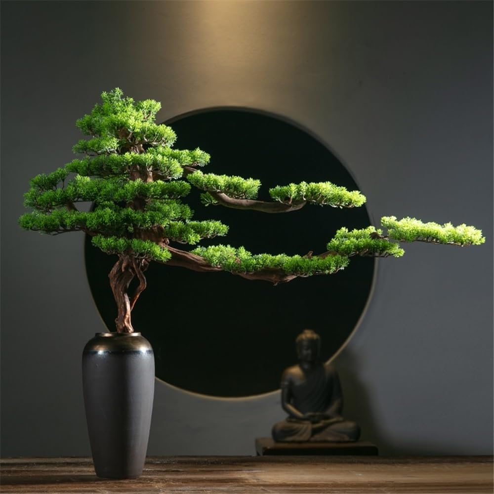 Faux Sapin Bonsaï Artificiel avec Vase en céramique, décoration créative et Luxueuse for Salon, hôtel, Fausses Plantes Décoration d'intérieur