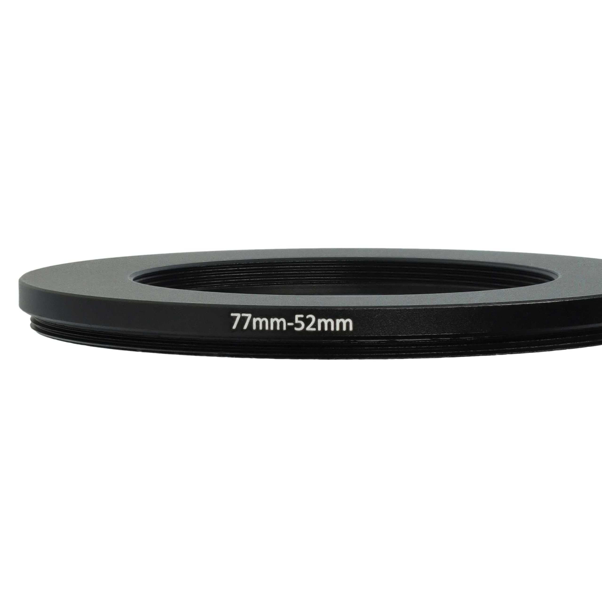 vhbw Bague d'adaptation de Filtre Step-Down de 77 mm vers 52 mm pour Objectif d'appareil Photo - Réducteur, métal Noir