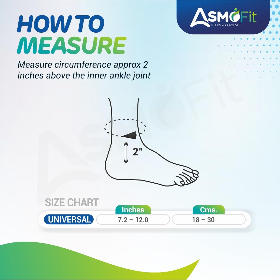 Asmofit Ankle Support Compression Brace for Injuries | Ankle Band For Men & Women, Ankle Protection Guard Helpful In Pain Relief and Recovery | Adjustable Support Brace for Foot Care & Foot Swelling - Image 2 thumbnail