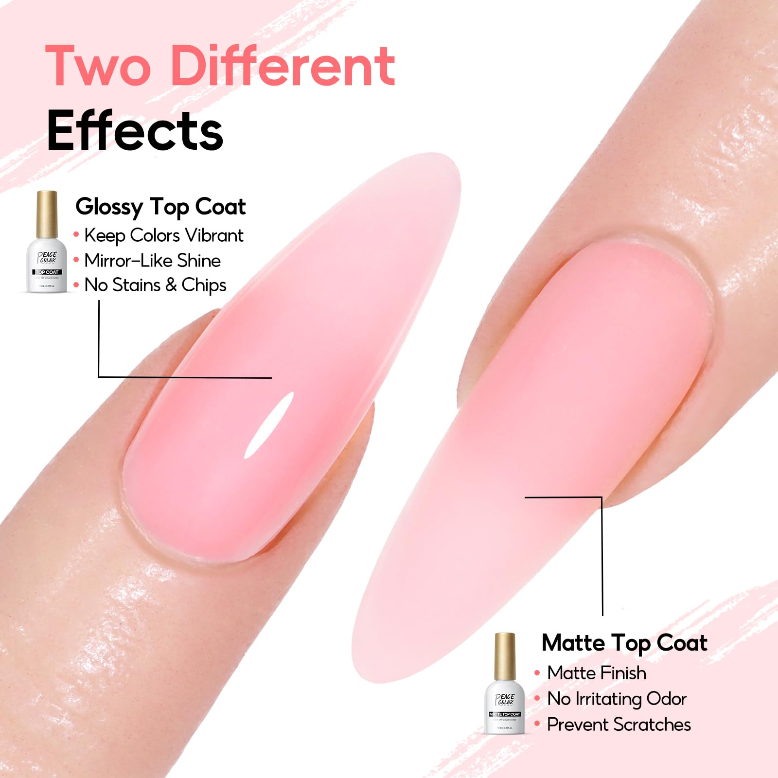 PEACECOLOR Kit Unghie Gel Completo Set Unghie Gel Ricostruzione 6 Colori Nudo Bianco Trasparente 16ml Set con Base y Top Coat per Principianti al Fai Da Te a Casa