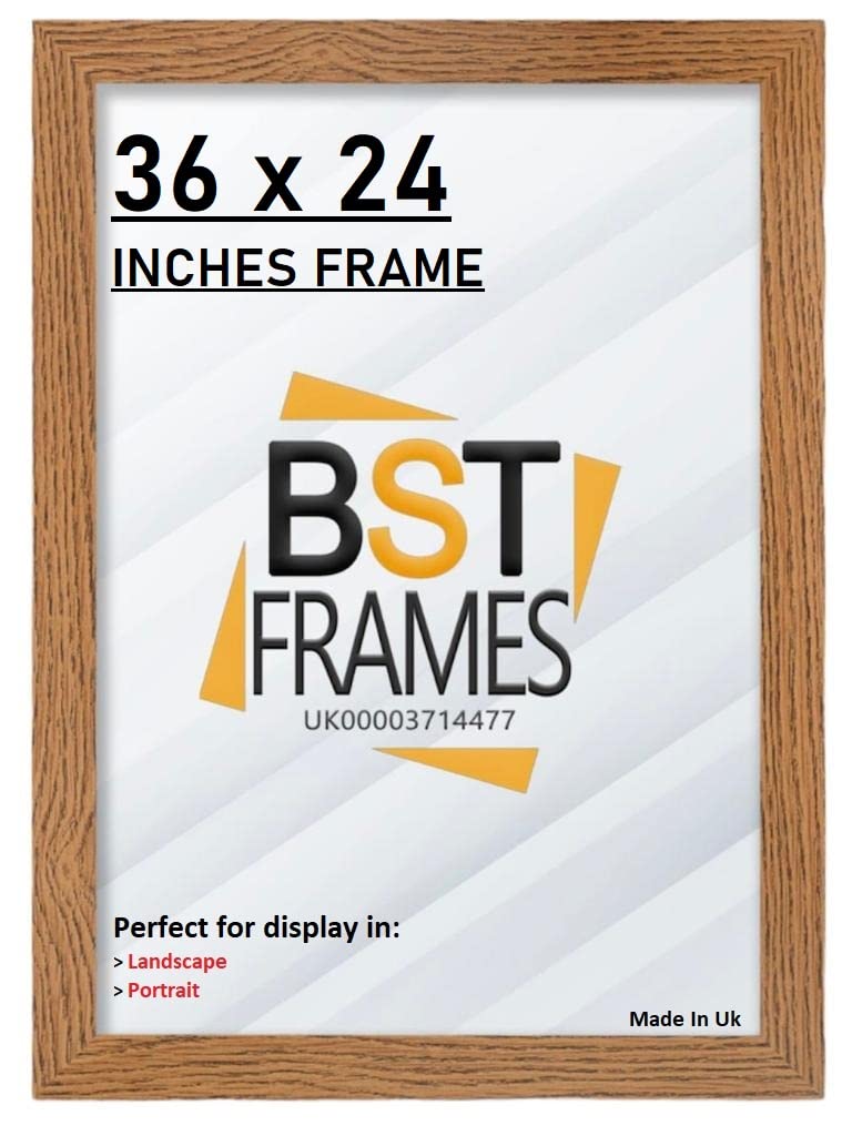 36 x 24 Inches Poster Frame 61 x 91.5cm - Picture Frames for Wall - Large Poster Frame - Large Photo Frame - 36 x 24 Inches Frame Large Maxi Poster Frame 61 x 91.5cm Wall Mounting (DarkOak)