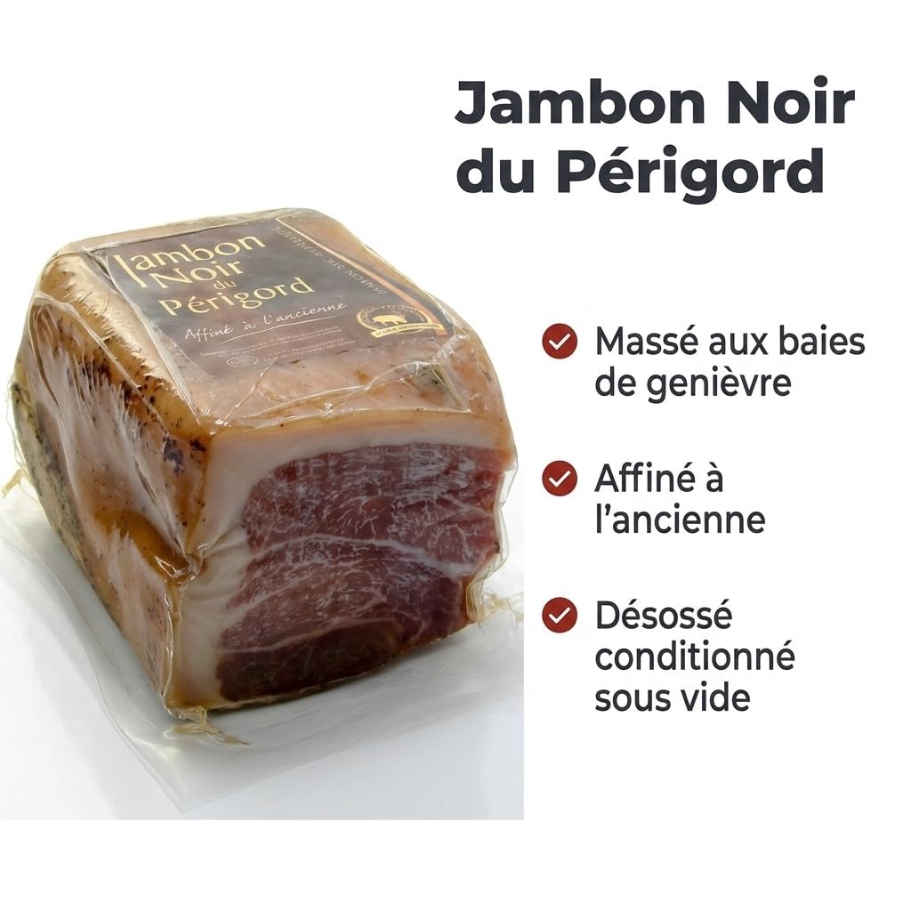 Quart de Jambon noir du Périgord aux Baies de Genièvre 900g +/- 100g