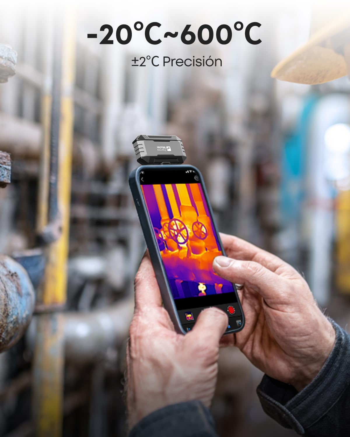 Thermal Master P1 Cámara térmica para iPhone 15/16 y cámara infrarroja Android con resolución Super IR 320 x 240, cámaras termográficas ± 2 ℃, precisión de inspección en casa, zoom 15x, Gris