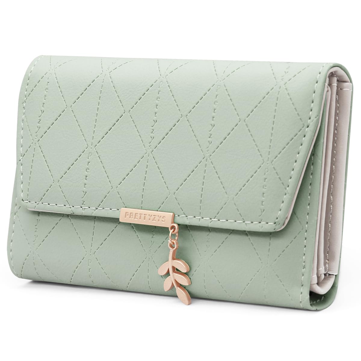 REETEE Damen Geldbeutel aus Weichem Veganem Leder Kleine Portemonnaie Damen mit Vielen Fächern, Mini Portmonee Damen mit Münzfach und Kartenfächer Frauen Geldbörs (M-grün)
