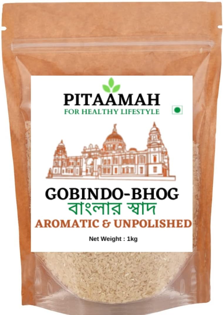 PITAAMAH Natural Gobindobhog Rice|3Kg|Aromatic Rice|Unpolished Rice|Jeera Samba Rice|Directly From Bengal Farmers