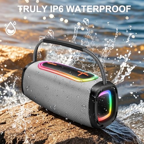 Image of Matast Bluetooth Speaker 60W, BT5.4 Portable Wireless Speaker with Loud Stereo Sound, IP6 Waterproof, Portable Speaker with RGB Multi-Color Rhythm Lights for Outdoor /Home /Party /Beach as Gift Gay