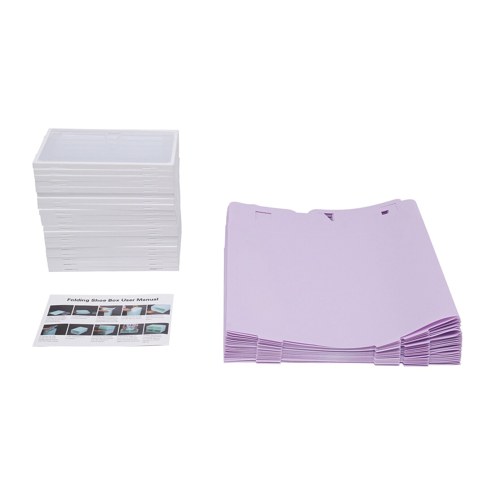 Scarpiera blu/viola/rosa/verde (opzionale), set da 20 pezzi, scarpe da allenamento, tacchi alti e pantofole, contenitore impilabile, trasparente (viola)