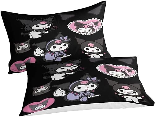 Miniatura 2 de SoGuDio Kuromi and Melody - Juego de funda de edredón de 3 piezas para tu propio dormitorio, habitación de huéspedes Queen (89.8 x 89.8 in)