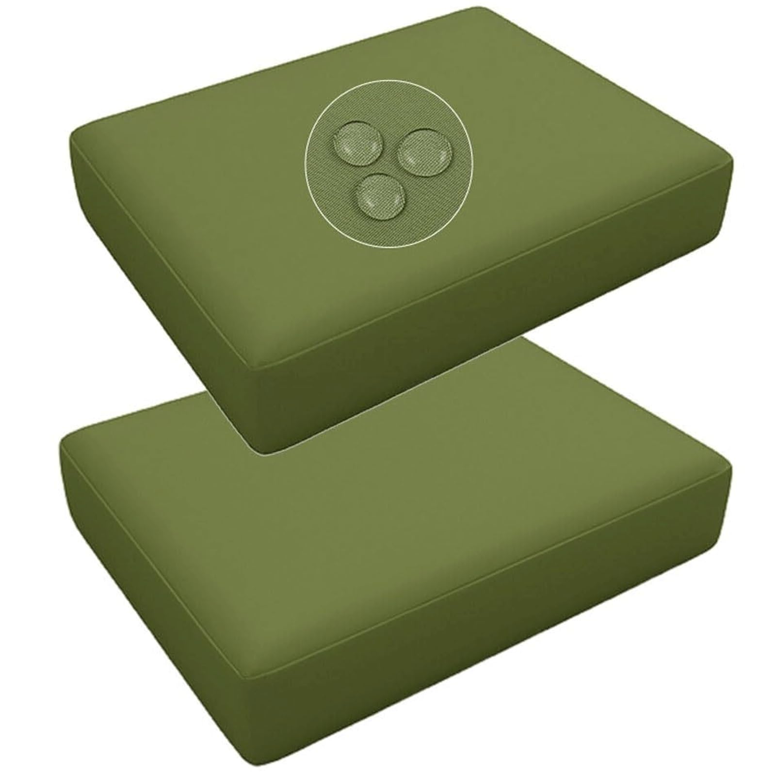 Juego de 2 Impermeable Exterior Funda de Cojín de Asiento de Sofá con Cremallera Fundas de Cojín para Exterior Funda de Fondo para Interior(Sage,65x65x10cm)