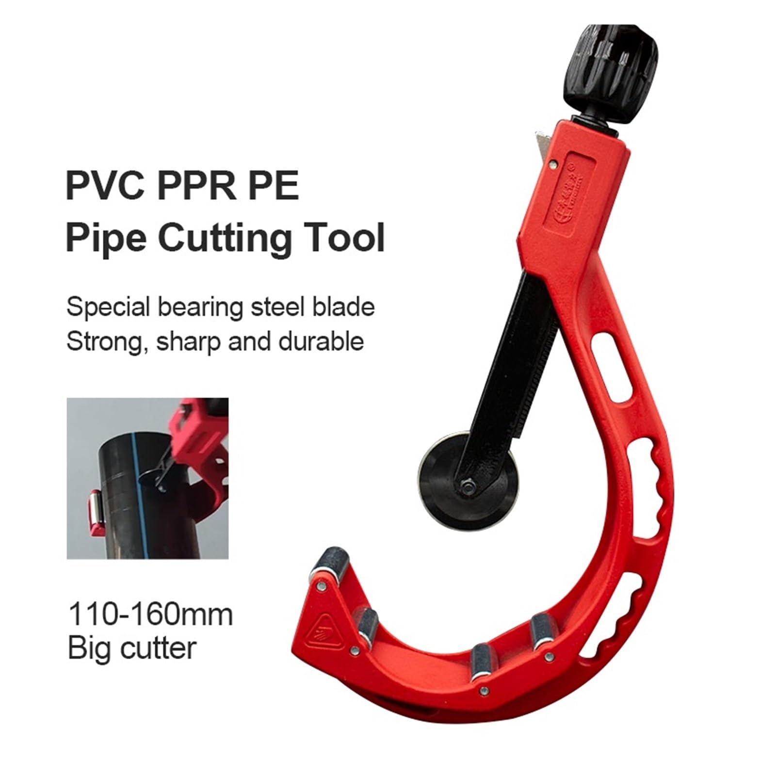 Typ Rolkowy Obcinak Do Rur Ze Stali Nierdzewnej Metalowe Nożyczki 110-200 Mm PVC/PP/PE Łożysko Rura Miedziana Narzędzia Cięcia Hydraulicznego Wysoka Jakość CięCia(110-200mm)