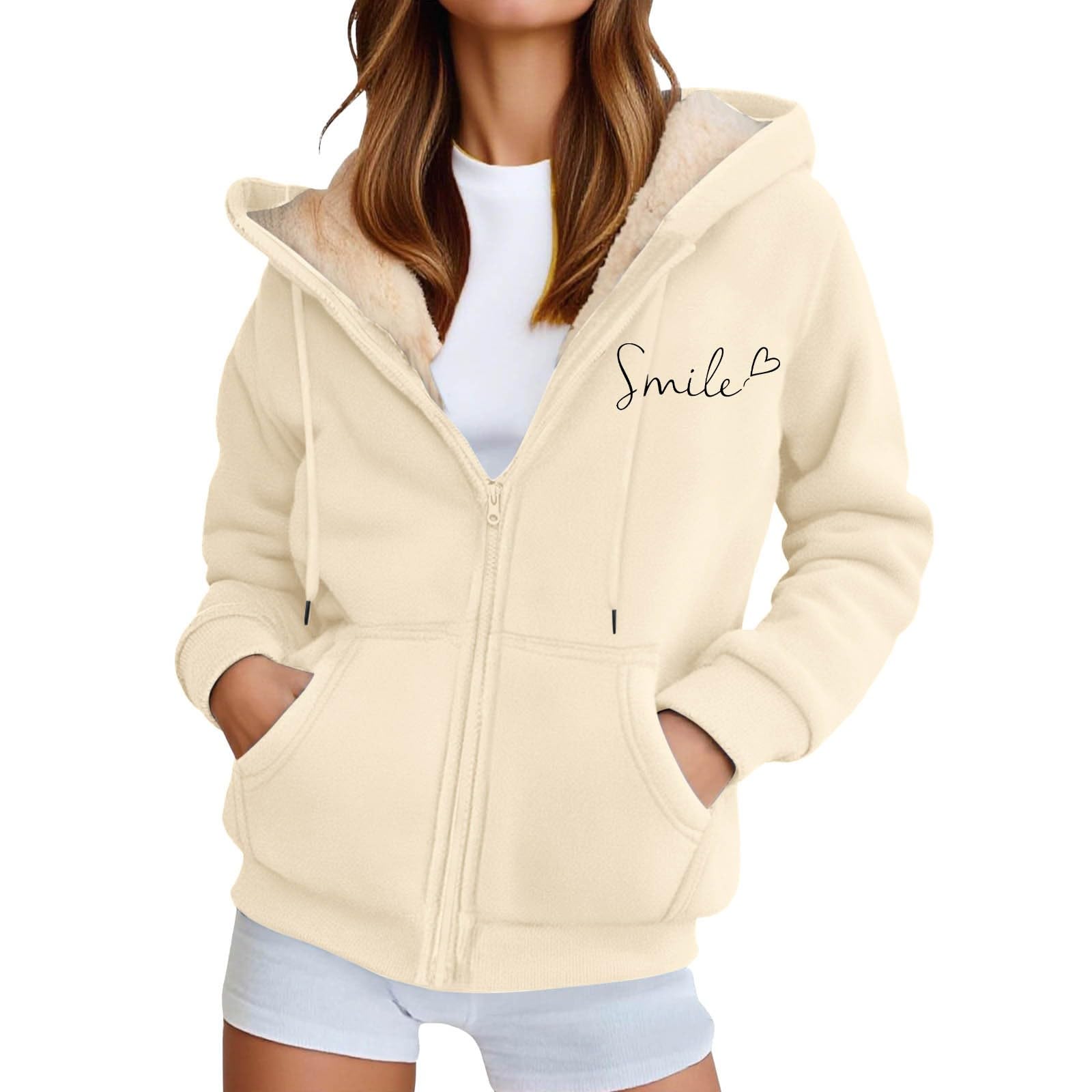 Veste Polaire Zippée Unisexe - Sweat à Capuche, Imprimé Décontracté, Poches - Pour Extérieur, Sport, Streetwear Hiver