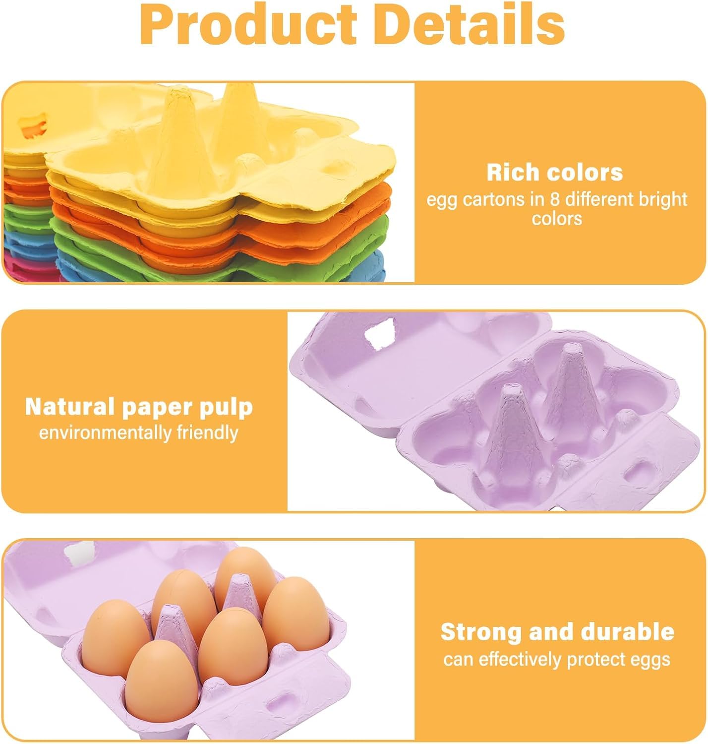 Eierkarton, Colorful Eierkarton für je 6 Eier, Robust und Langlebig, Eierbox Eier Behälter für Hühn/DIY Geschenke Ostern Handwerk, Sicherer Transport & Aufbewahrung von Hühnereiern