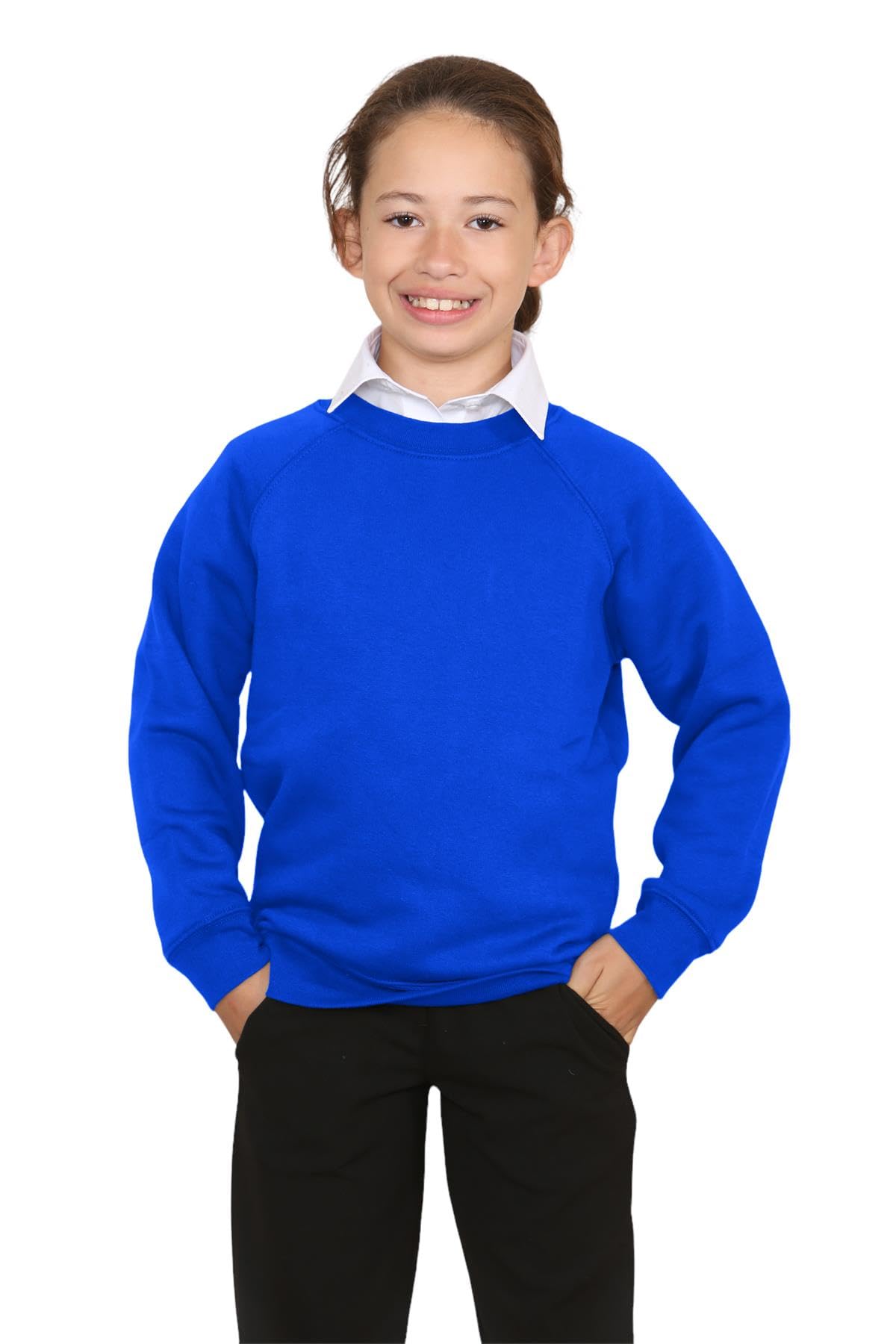Maglioni per bambini uniformi per ragazzi e ragazze, tinta unita, a maniche lunghe, girocollo, maglione essenziale per uniforme scolastica ragazzi e ragazze