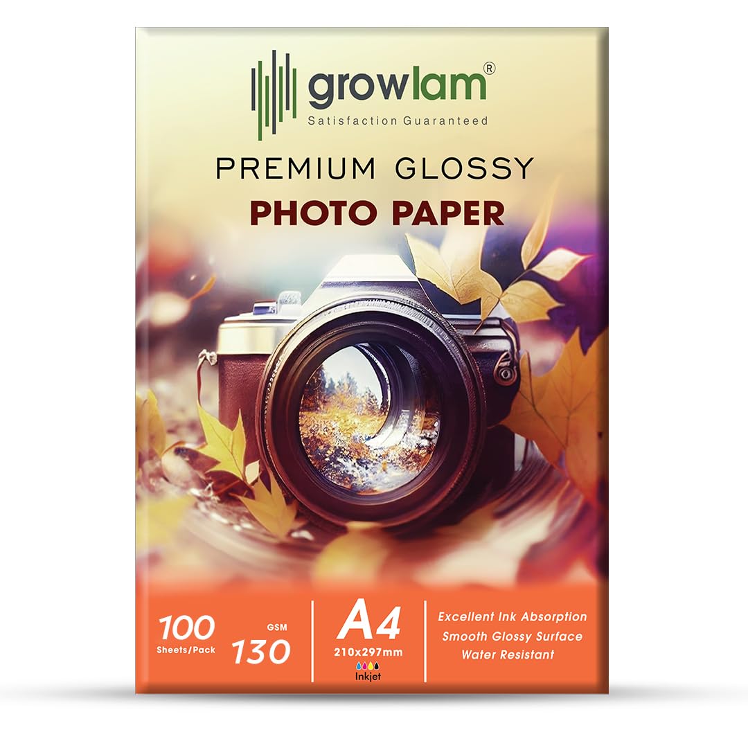 Growlam Premium Glossy Photo Paper (130 GSM 100 SHEETS)