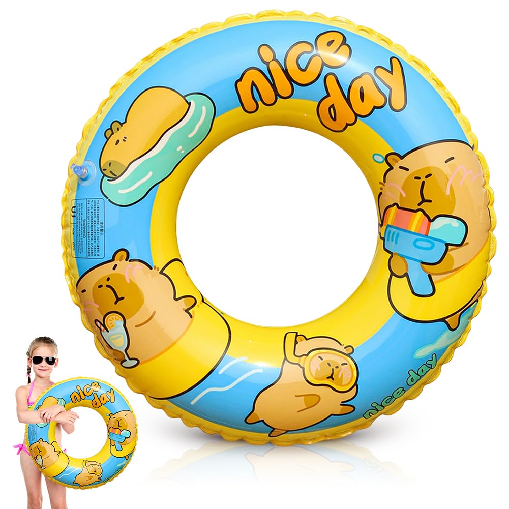 Capybara Swimming Ring for Childrens, Rubber Ring for Kids, Childrens Pool Floats, Child Inflatable Swimming Floats, Summer Pool Toys, Capybara Pools Float for Boys Girls, for Summer Water Party.-B