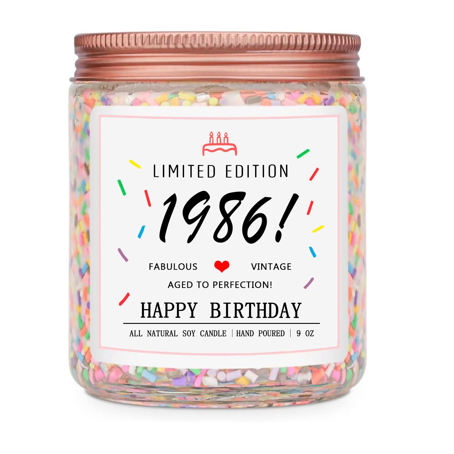 Homsolver 40th Birthday Gifts for Women Ideas, Decorations Gifts for 40 Year Old Woman, 40th Birthday Candles - Limited Edition 1986 Handmade (Vanilla Birthday Cake Scent with Sprinkles)