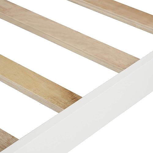 Miniatura 8 de Cama de plataforma de tamaño individual con cabecero y estribo, base de cama de plataforma de madera maciza con soporte de listones de madera,