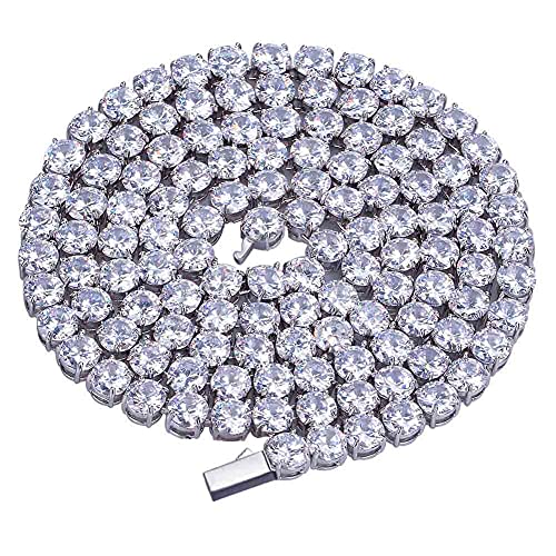 JINAO 6MM Tennis Chain Necklace 18k Gold Plated 1 Row Lab Simulated Diamond Iced Out Cubic Zirconia Chain Men's Hip hop Tennis Choker Necklace Chain for Men Women