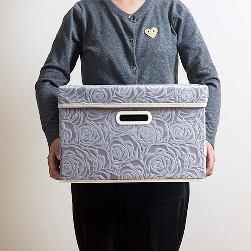 Miniatura 6 de PRANDOM - Cajas de almacenamiento plegables con tapa, de tela decorativa con asas y divisor para organizar la habitación, armario, sala de estar de