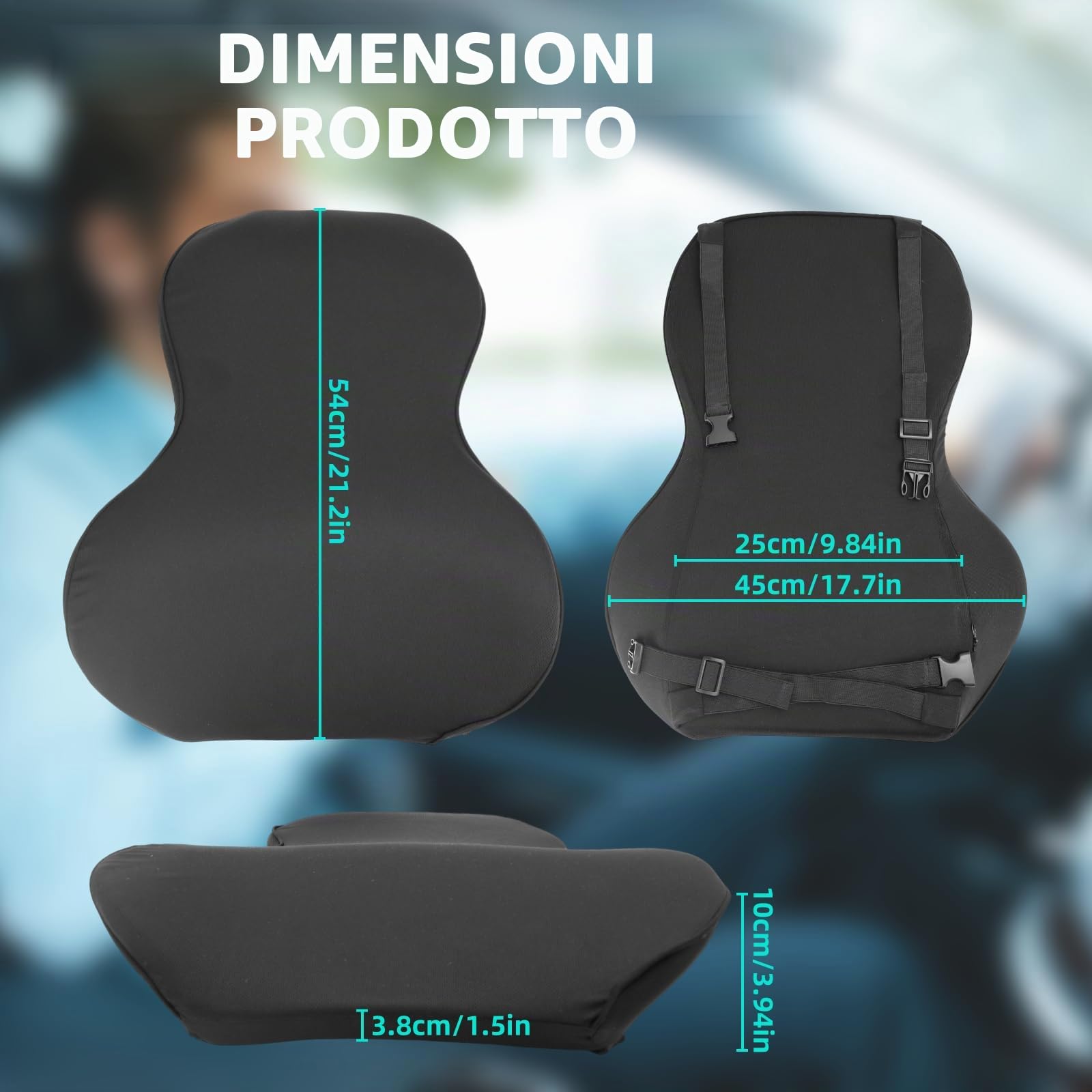 Cuscino lombare in memory foam, cuscino posteriore per sedili auto, supporto lombare per conducente (A)