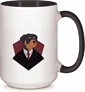 Gift for Pet Lovers Suited Dog Illustration for Dog Owners 11oz 15oz Inner Color Accent Mug