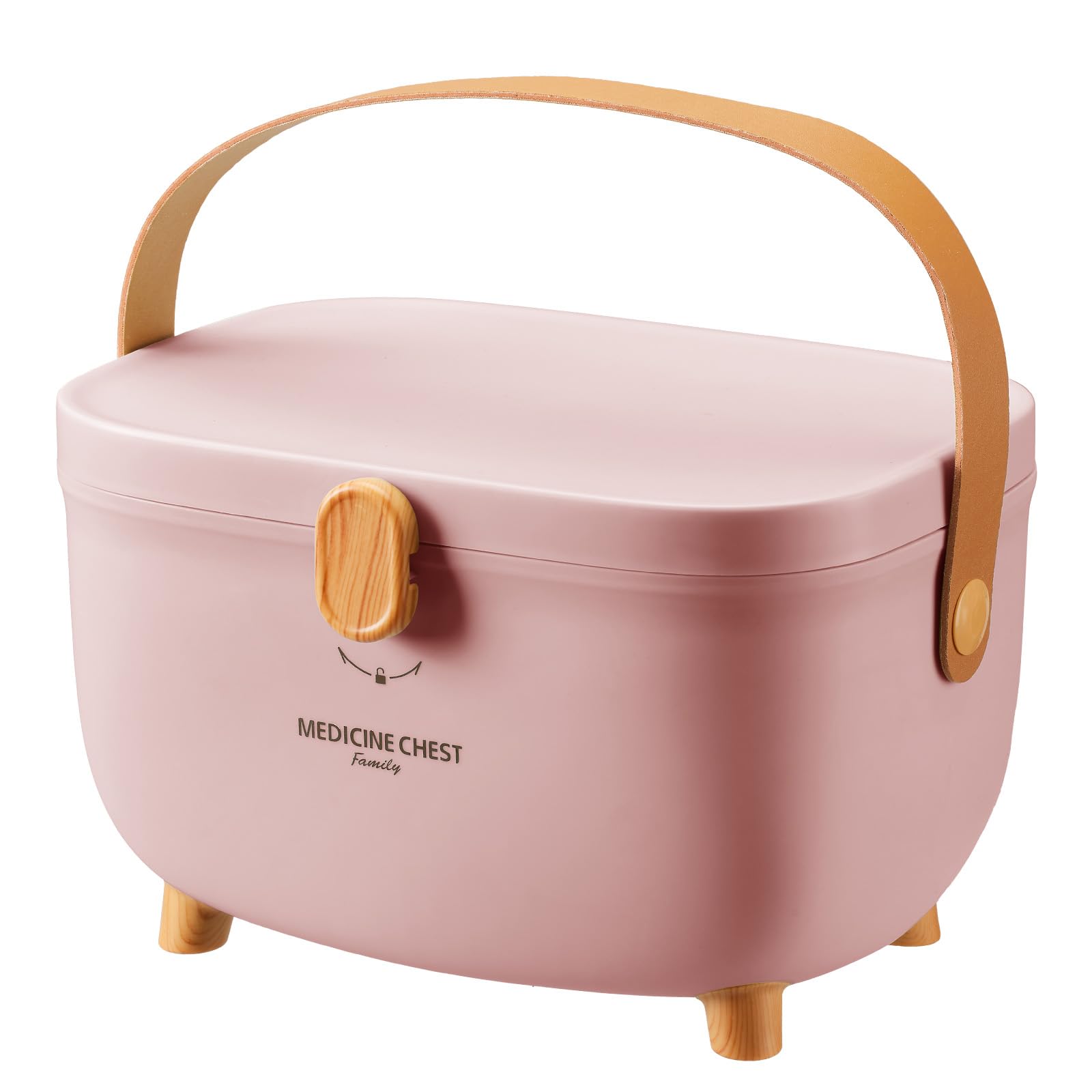 Nymblis Medicine Storage Box, Double Layers Portable Medicine Box, Multi Grid Medication Storage Box with Lid, for Home School (Pink)