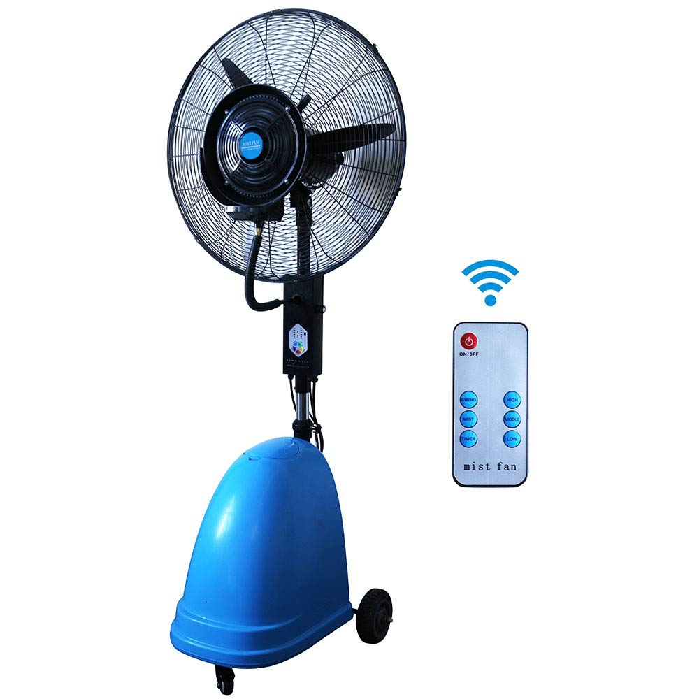 asdchZen Outdoor Oscillating Fan With Misting, 26 Inch, 3 Speeds, 90°Oscillation, Height Adjustable 1.6-2M, Cooling Fan For Patio, Garden, Restaurant